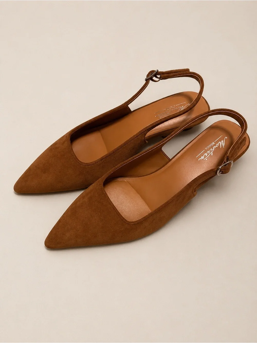 Matisse Brown Suede Pointed-Toe Slingback Kitten Heels Size 39